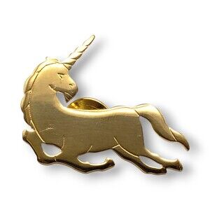 Gold Tone Leaping Unicorn Lapel Hat Tack Pin Vintage Avon Signed